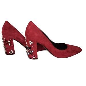 DEIMILLE Italian Rhinestone Encrusted Berry Red Heels - 36 EU / 5.5 US